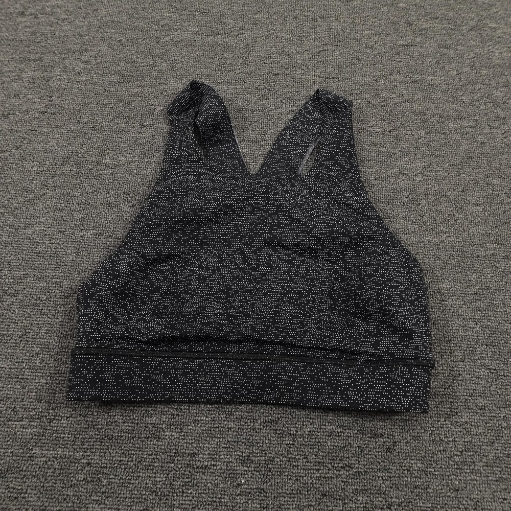 Lululemon Sports Bra Womens 6‎ Black White Speckle Racerback Athletic Yoga Gym